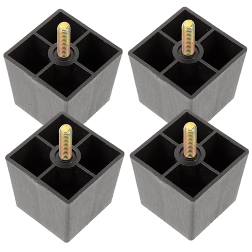 TOBBOMEY 4 Stück Teiliges Quadratische Möbelbeine aus Metall und Kunststoff Stabile und Langlebige Ersatzfüße für Sofa Bett Schrank Tisch und Stuhl Einfache Montage Einsetzbar für Zuhause von TOBBOMEY