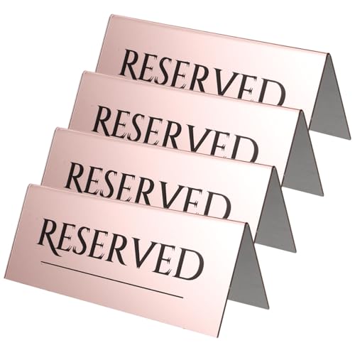 TOBBOMEY 4 Stück Teiliges Reserviert Sitzschilder Roségold Doppelseitig für Hochzeit Restaurant Event Tischreservierung Gästesitzplätze von TOBBOMEY