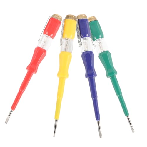 TOBBOMEY 4 Stück Teiliges Spannungsprüfer mit Messfunktion Messstifte mit Messingkappe Langlebige Elektrische Prüfschraubendreher für Sichere Stromkreisprüfung Geeignet für Zufällige Farbe von TOBBOMEY