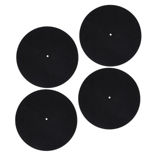 TOBBOMEY 4 Stück Teiliges Turntable Platter Mat Filzmatte für Plattenspieler rutschfeste und Schockabsorbierende Schallplattenunterlage Schwarz Schützend und Optimal für Djs Geeignet von TOBBOMEY
