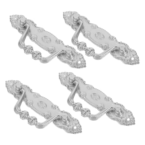 TOBBOMEY 4 Stück Vintage Schubladengriffe aus Zinklegierung Robuste Ergonomische Möbelgriffe Silber Antike Stil für Schrank Tür Kommode Einfache Montage Vielseitig für Wohnkultur von TOBBOMEY