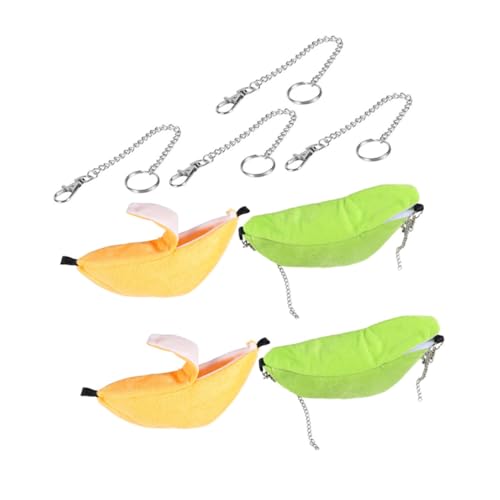 TOBBOMEY 4 Teiliges Banane Hamsterbett Hängematte aus Weichem Baumwollvlies Kleines Haustier Schlafnest und Kuschelhöhle für Chinchilla Zuckergleiter Frettchen Platzsparende von TOBBOMEY
