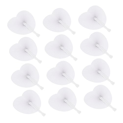 TOBBOMEY 48 Stück Teiliges Weiße Papierfächer Herzform Handlicher Party Deko Fan als Hochzeitsdeko Draußen DIY Blank Fan für und Abschied Kollegin von TOBBOMEY
