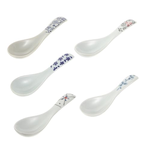 TOBBOMEY 5 Stück Japanische Keramiklöffel mit Komfortablem Griff Kratzfest und Stabil Vielseitig für Suppe und Reis Schlichtes Design Elegante Farbmuster Handliche Gebogene Form für TOBBOMEY 5 Stück Japanische Keramiklöffel mit Komfortablem Griff Kratzfest und Stabil Vielseitig für Suppe und Reis Schlichtes Design Elegante Farbmuster Handliche Gebogene Form für von TOBBOMEY