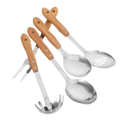 TOBBOMEY 5 Stück Küchenwerkzeug-Set Edelstahllöffel Gabeln und Löffel Schöpflöffel Utensilien aus Nudelheber Utensilien Schaumlöffel Edelstahlkochutensilien Rostfreier Stahl von TOBBOMEY