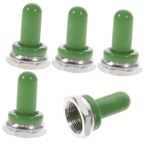 TOBBOMEY 5 Stück Silikon Kippschalter Schutzkappen Wasserdichte Staubdichte Toggle Covers mit Metallbefestigung für Schalter Grün Langlebig und Kompakt für Vielseitigen Einsatz von TOBBOMEY