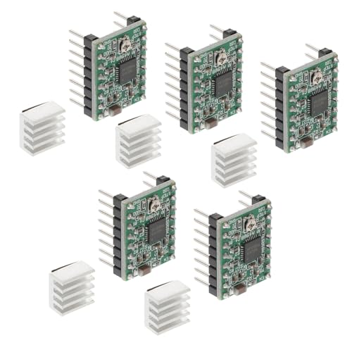 TOBBOMEY 5 Stück Teiliges Stepper Motor Driver Modul mit Kühlkörper Einstellbare Stromregelung Schritt Auflösung Kompatibel für Drucker und Cnc Maschinen Robust und Schutzintegriert von TOBBOMEY