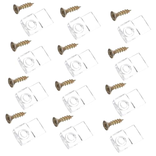 TOBBOMEY 50 Stück Teiliges Spiegelhalter Clip ohne Bohren Kunststoff Glashalterung Klammern mit Schrauben für Spiegel und Glasplatten Einfache Montage Robust und Langlebig für Bad Hotel von TOBBOMEY
