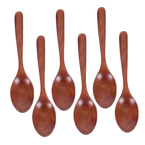 TOBBOMEY 6 Stück Japaner Löffel langstäbiger Löffel Dessertlöffel aus Holz Kaffee-Rührlöffel Suppenlöffel Besteck Kaffee rühren aus Holz Phoebe Hellbraun von TOBBOMEY