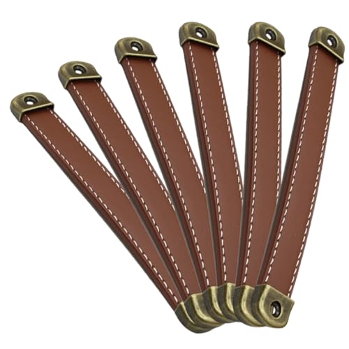TOBBOMEY 6 Stück Ledergriffe für Schrank und Schublade Antikbronze Lochabstand Strapazierfähige Möbelgriffe für Kommode Kleiderschrank Einfach zu Montieren von TOBBOMEY