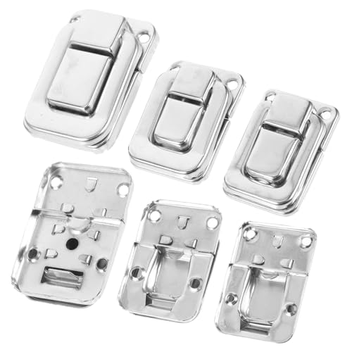 TOBBOMEY 6 Stück Teiliges Kleiner Vintage Spannverschluss in Silber für Schmuckkästchen und Holzboxen Dekorativer Hasp Verschluss mit Scharnier für Reise Aufbewahrungsboxen Einfache von TOBBOMEY