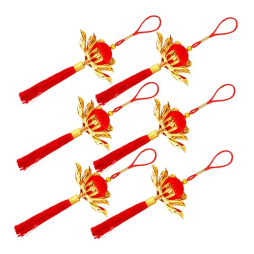 TOBBOMEY 6 Stück Teiliges Lotus Laternen Chinesische Neujahrsdekoration Handgefertigt Fadenresistent für Innen Außen Frühlingsfest Wand Tür Hängend Hausfeier von TOBBOMEY