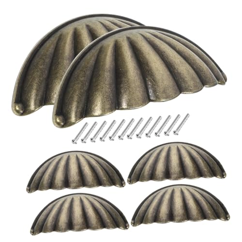 TOBBOMEY 6 Stück Teiliges Vintage Möbelgriffe Muschelform Schubladengriffe Retro Schrankknöpfe aus Langlebigem Stilvolle Dekorative Griffe für Küchenschränke und Badmöbel Einfache Montage von TOBBOMEY