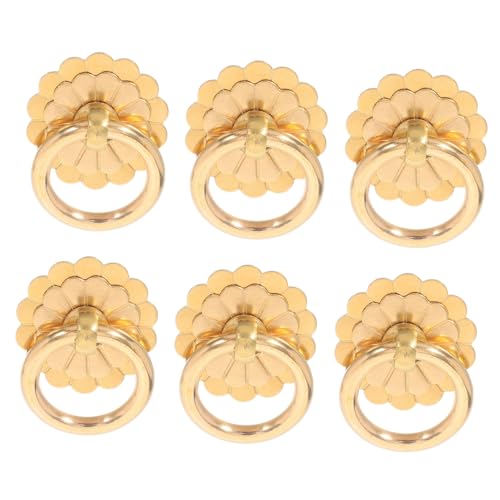 TOBBOMEY 6 Stück Teiliges Vintage Ringgriff aus Messing Klassische Runde Retro Schubladenknöpfe Dekorative Möbelgriffe für Küche Schrank Kommode Vielseitig Einsetzbar Goldfarben von TOBBOMEY