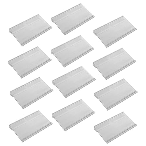 TOBBOMEY 60 Stück Preisschildhalter aus Transparentem PVC Kunststoff mit Elastischem Clip und Praktischem Haken Stabiler Regal Etikettenhalter für Supermarkt Laden Waren und Preisanzeige von TOBBOMEY