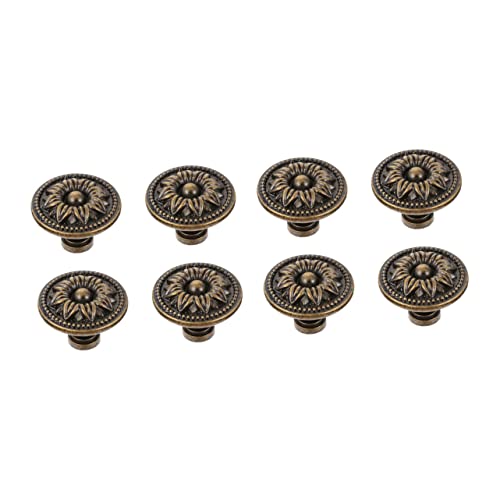 TOBBOMEY 8 Stück Antike Schrankgriffe Bronze Vintage Möbelknöpfe mit Blumenmotiv Runde Schubladengriffe für Küchenschränke Kommoden Kleiderschränke und Schranktüren von TOBBOMEY