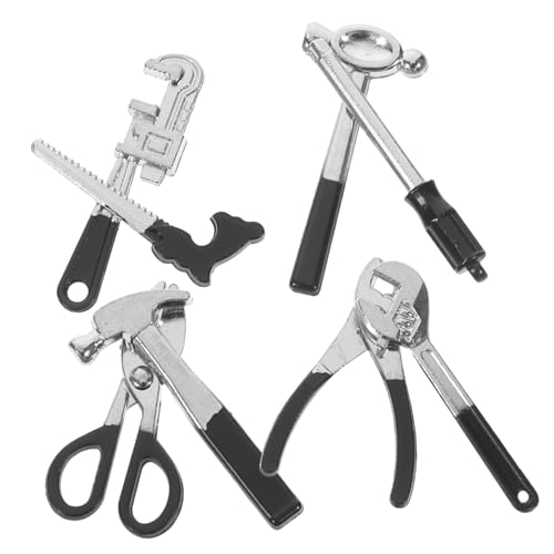 TOBBOMEY 8 Stück Mini Hammerschlüssel Mini- - kleines Hauszubehör Mini-Tool-Ornamente Mini-Sachen Minihaus Miniaturspielzeug Miniaturwerkzeuge Legierung Black von TOBBOMEY
