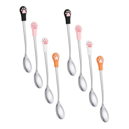 TOBBOMEY 8 Stück Teiliges Katzennäpfe Katzenkrallen-motiv Lang für Nassfutter und Leckerlis Kompakte Dosenlöffel für Katzen Hundefutter Einfache Reinigung Bequemes Griffdesign von TOBBOMEY