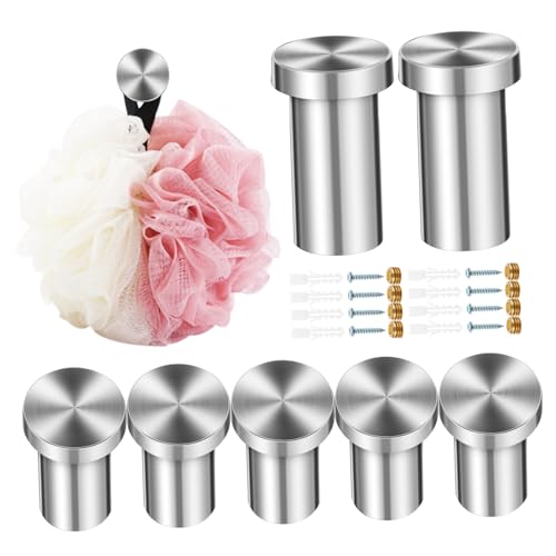 TOBBOMEY 8 Stück Wandhaken Teilig mit Schrauben Multifunktionale Handtuch und Kleiderhaken für Bad Küche Flur Kratzfest Platzsparend Robust zur Wandmontage von TOBBOMEY