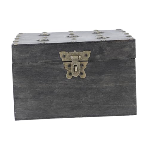 TOBBOMEY Antike Holz-aufbewahrungsbox mit Schloss Retro Geschenkbox und Praktischer Organizer für Zuhause Multifunktionale Schatztruhe für Schmuck Dokumente und Dekoration von TOBBOMEY