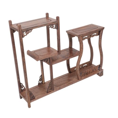 TOBBOMEY Antikes Holzregal aus Hühnerflügelholz Kunstvoll Gefertigtes Jade Schmuckdisplay Chinesisches Vintage Curio Regal für Tee Sammlerstücke Dekoratives Aufbewahrungsregal von TOBBOMEY