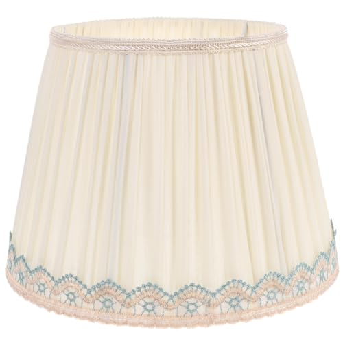 TOBBOMEY Beige Lampenschirm aus Lichtdurchlässigem Chiffon Retro-stil Fassung Ersatzschirm für Steh Tischlampen Vintage Stoff-lampenschirm für Wohnzimmer Schlafzimmer Büro und Hotel von TOBBOMEY