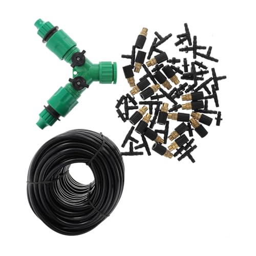 TOBBOMEY Bewässerungssystem mit Doppel Ausgang Nebeldüse Sprühkopf Gartenschlauch für Gartenbewässerung Langlebige Tropfregner und Flexible Wasserversorgung von TOBBOMEY