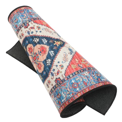 TOBBOMEY Boho Teppich Waschbar Polyester Flachgewebe Wohnzimmer Schlafzimmer Teppich Vintage Stil Vielseitiger Wohnteppich Pflegeleicht Maschinenwaschbar von TOBBOMEY