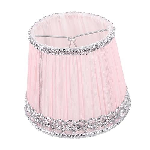 TOBBOMEY Chiffon Lampenschirm Rosa mit Silberrand Dekorative Lampenabdeckung Ersatz für Stehlampe oder Wandleuchte und für von TOBBOMEY