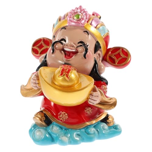 TOBBOMEY Chinesische Glücksgott Statue Resin Figurine Design Feng Shui Reichtumsdeko Desktop Ornament für Zuhause Büro Wohlstand und Glück von TOBBOMEY