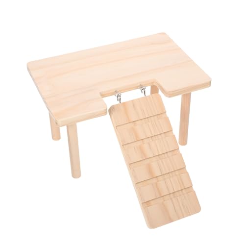 TOBBOMEY Dekorative Holzplattform mit Leiter für Hamster Käfig Vielseitiges Kletterspielzeug Fördert Bewegung und Spaß Geeignet für Zwerghamster Meerschweinchen und Kleine Kleintiere von TOBBOMEY