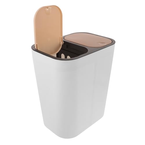 TOBBOMEY Doppelkammer Mülleimer Küche Kunststoff Abfallbehälter für Trocken Feucht Mülltrennung Recycling Bin mit Druckdeckel Weiß für Bad und Küchenbereich TOBBOMEY Doppelkammer Mülleimer Küche Kunststoff Abfallbehälter für Trocken Feucht Mülltrennung Recycling Bin mit Druckdeckel Weiß für Bad und Küchenbereich von TOBBOMEY