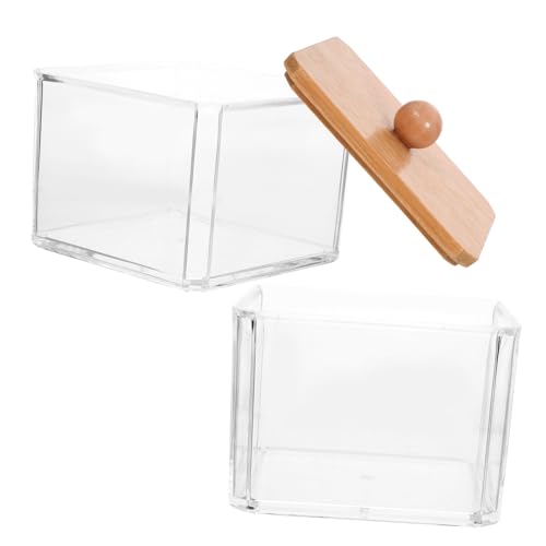 TOBBOMEY Doppelstöckiger Transparenter Kosmetik Organizer mit Staubschutz Stapelbare Aufbewahrungsbox für Wattestäbchen Wattepads und Kleine Badaccessoires Platzsparend und Vielseitig für von TOBBOMEY