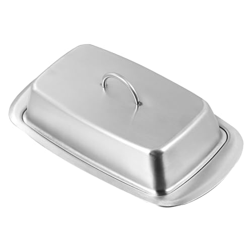 TOBBOMEY Edelstahl Butterdose Silber Poliert Korrosionsbeständig Frischhaltend Vielseitige Butterdose Für Geburtstage Feiern Bankette von TOBBOMEY