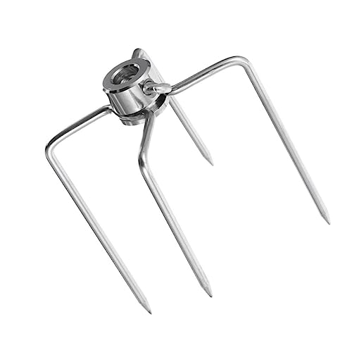 TOBBOMEY Edelstahl Grillspieß Fleischgabel Rostfrei Langlebig Spitz Zulaufend Verstellbar für Drehspieß Gasgrill Grillzubehör Geeignet für Hähnchen Kebabs Barbecue von TOBBOMEY