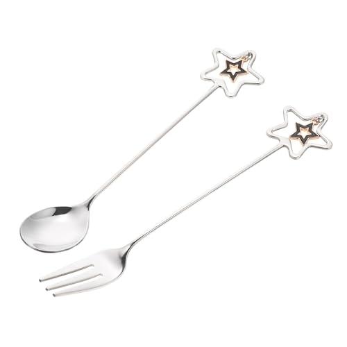 TOBBOMEY Edelstahl Löffel und Gabelset Herz und Sternanhänger Multifunktionale Dessert und Fruchtgabeln Tragbar für Partys Tee Kaffee Hochzeit Familie Restaurantgebrauch TOBBOMEY Edelstahl Löffel und Gabelset Herz und Sternanhänger Multifunktionale Dessert und Fruchtgabeln Tragbar für Partys Tee Kaffee Hochzeit Familie Restaurantgebrauch von TOBBOMEY