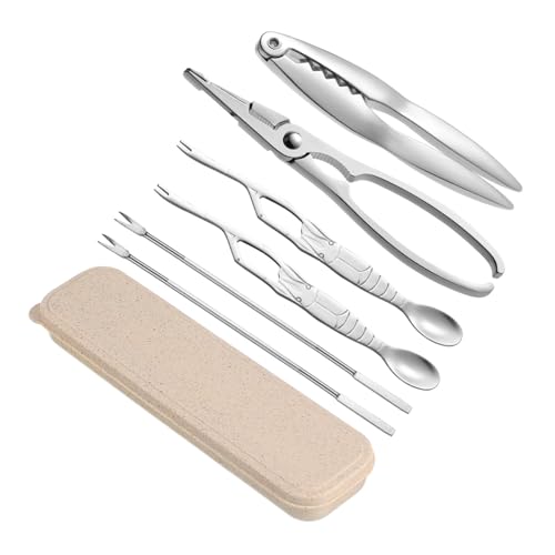 TOBBOMEY Edelstahl Meeresfrüchte Cracker Teilig mit Aufbewahrungsbox Ergonomische Krabben und Hummerzangen für müheloses Öffnen von Schalentieren und Nüssen Robust und Langlebig für von TOBBOMEY