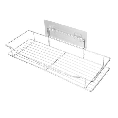 TOBBOMEY Edelstahl Wandregal ohne Bohren Rostfrei Platzsparend Abtropfendes Aufbewahrungsregal für Küche und Bad Stabiles Praktisches Wandmontage Organizer Vielseitig Nutzbar von TOBBOMEY