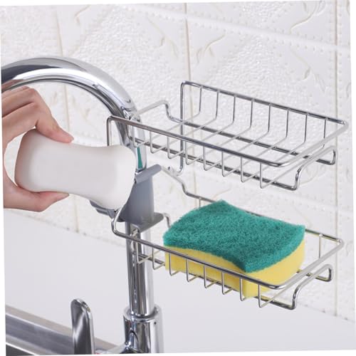 TOBBOMEY Edelstahl Wasserhahn Aufbewahrungsregal Doppelstöckiger Schwammhalter Spültuch Organizer Ohne Bohren Montage Rostfrei Kratzfest Für Küche und Bad TOBBOMEY Edelstahl Wasserhahn Aufbewahrungsregal Doppelstöckiger Schwammhalter Spültuch Organizer Ohne Bohren Montage Rostfrei Kratzfest Für Küche und Bad von TOBBOMEY