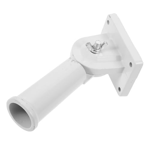 TOBBOMEY Einstellbare Wandhalterung für Fahnenmast aus Metall Stabiler Flaggenhalter für Garten Fußballfeld Praktische Befestigung Verstellbar Weiß von TOBBOMEY