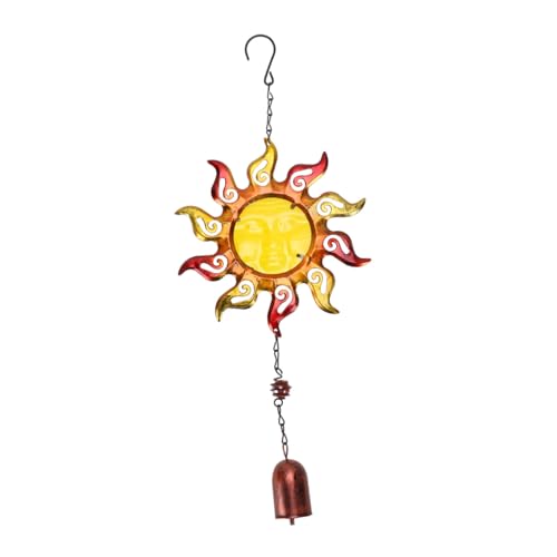 TOBBOMEY Eisenkunst Windspiel mit Glas Sonnenform Windglocke für Garten Balkon Dekorative Hängende Glocke Langlebiges Gartendekor mit Aufhängehaken Gelb TOBBOMEY Eisenkunst Windspiel mit Glas Sonnenform Windglocke für Garten Balkon Dekorative Hängende Glocke Langlebiges Gartendekor mit Aufhängehaken Gelb von TOBBOMEY
