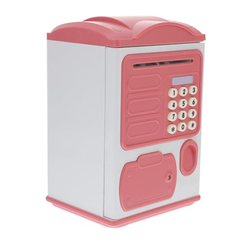 TOBBOMEY Elektronische Piggy Bank für Mädchen mit Fingerabdruck und Stelligem Passwort Kindersichere Spardose aus Kunststoff Pinke Sparbox mit Realistischer ATM Optik Geburtstagsgeschenk von TOBBOMEY