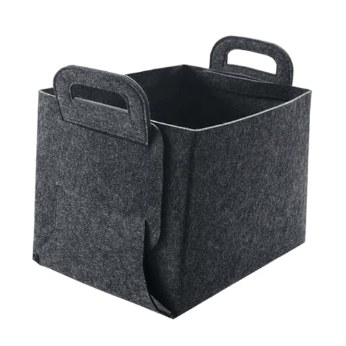 TOBBOMEY Faltbare Filz Aufbewahrungsbox mit Griffen Mittelgroßer Organizer für Haushaltswaren Stabiler Filzkorb für Kleidung und Kleinteile Vielseitig Einsetzbar im Schlafzimmer und Bad von TOBBOMEY