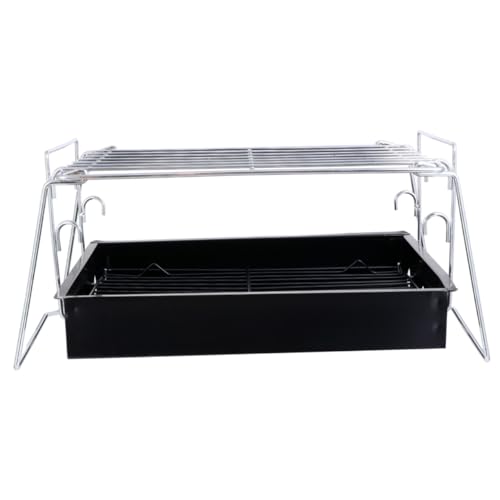 TOBBOMEY Faltbarer Edelstahl Holzkohlegrill Camping Grillrost Leichtgewichtiger Outdoor Bbq Grill für Personen mit Großer Kapazität zum Angeln Picknick und Grillen von TOBBOMEY