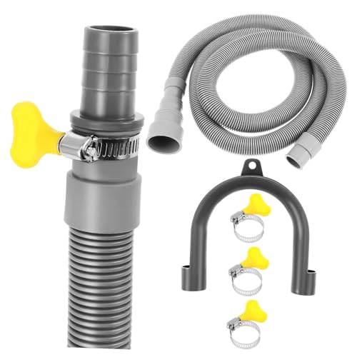 TOBBOMEY Flexibler Waschmaschinen Ablaufschlauch Verlängerungskit mit Universalanschluss Adapter U Halter und Gelben Schellen Effiziente Wasserentwässerung für Waschmaschine Geschirrspüler TOBBOMEY Flexibler Waschmaschinen Ablaufschlauch Verlängerungskit mit Universalanschluss Adapter U Halter und Gelben Schellen Effiziente Wasserentwässerung für Waschmaschine Geschirrspüler von TOBBOMEY