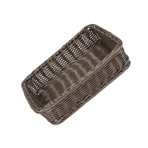 TOBBOMEY Geflochtener Brotkorb aus Simuliertem Rattan Rechteckiger Aufbewahrungskorb für Brot Snacks und Obst Vielseitiger Aufbewahrungskorb für Zuhause Restaurant und Supermarkt Kaffee von TOBBOMEY