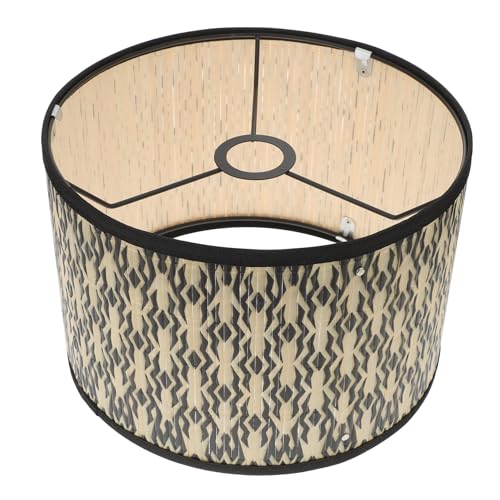 TOBBOMEY Geometrischer Bamboo Lampenschirm Deckenleuchte Retro Muster Dekorative Lampenabdeckung für Wohnzimmer und Schlafzimmer Langlebig Warmes Licht Natürliche Wohnraumbeleuchtung von TOBBOMEY