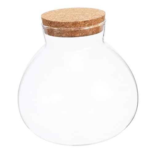 TOBBOMEY Glas Terrarium mit Korkdeckel Rundes Glasgefäß für DIY Mikrolandschaften Wohnaccessoires Vorratsflasche Dekoratives Glasgefäß für Zuhause und Büro von TOBBOMEY