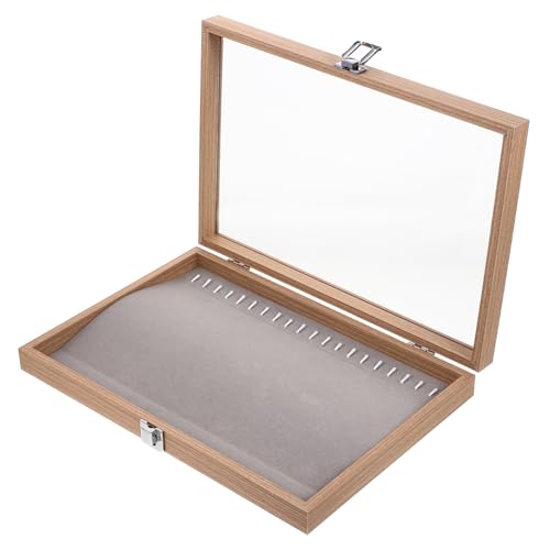 TOBBOMEY Große Schmuckbox aus Holz mit Klarem Glasdeckel Fächer Schmuckkasten für Damen Schmuckdisplay zur Aufbewahrung von Ringen Ohrringen Armbändern Stapelbar Kratzfest für Schminktisch von TOBBOMEY