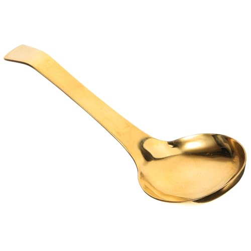 TOBBOMEY Großer Messing Suppenlöffel mit Langem Ergonomischem Griff Robuster Verformungs Rostbeständiger Metalllöffel für Suppe Sauce und Porridge Praktischer Haushalts kochlöffel von TOBBOMEY